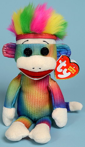 Rainbow Sock Monkey Beanie Baby