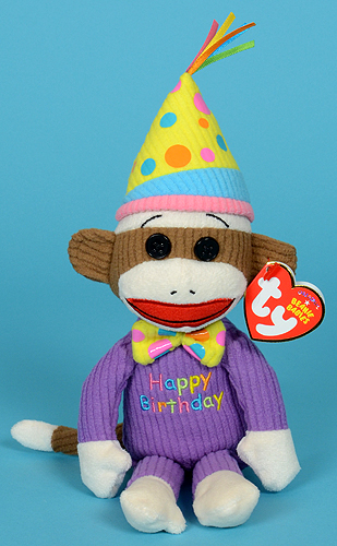 Happy Birthday Sock Monkey Beanie Baby